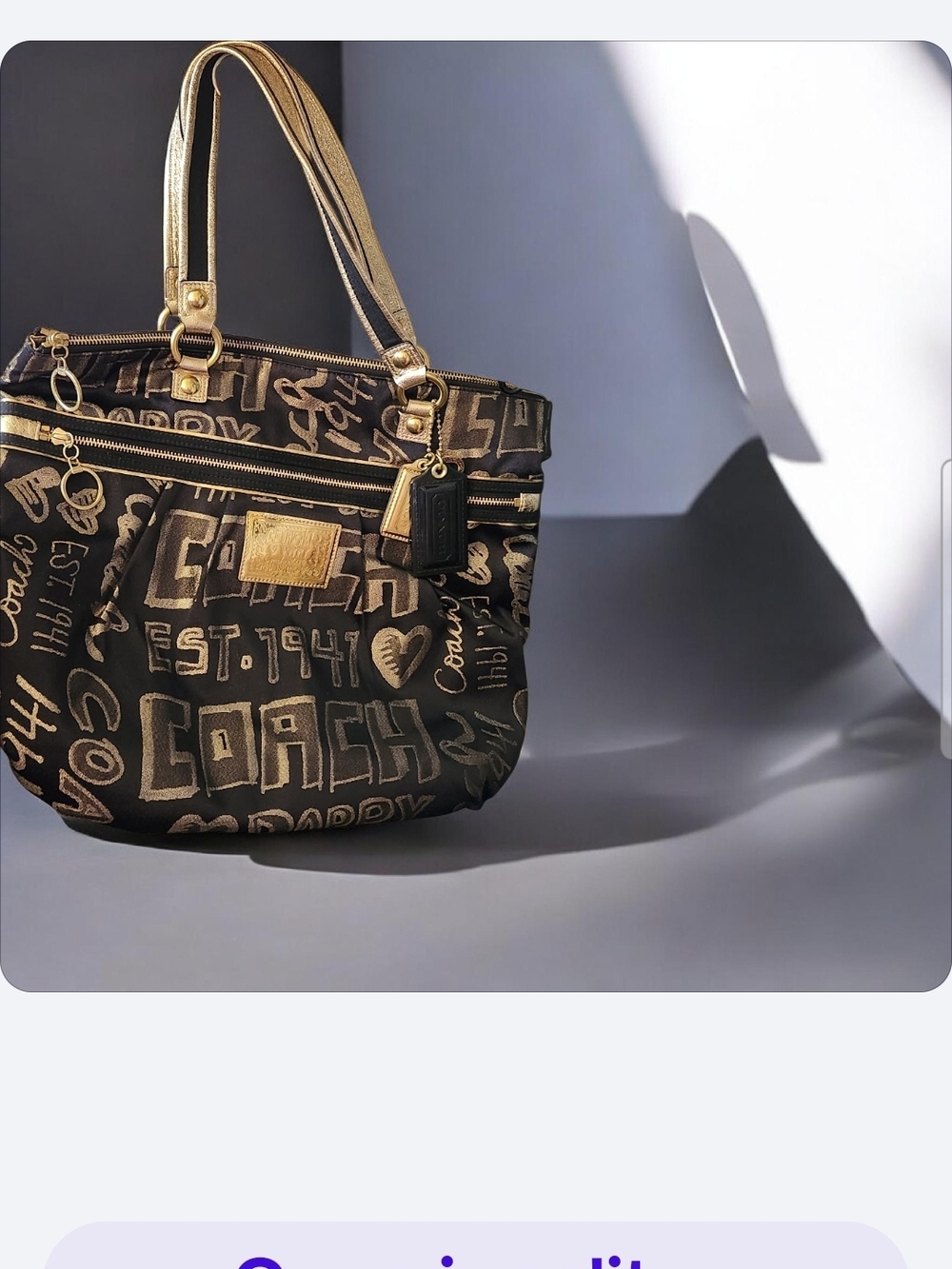 Coach Y2K Poppy Blk & Gold Metallic BAG■EUC
